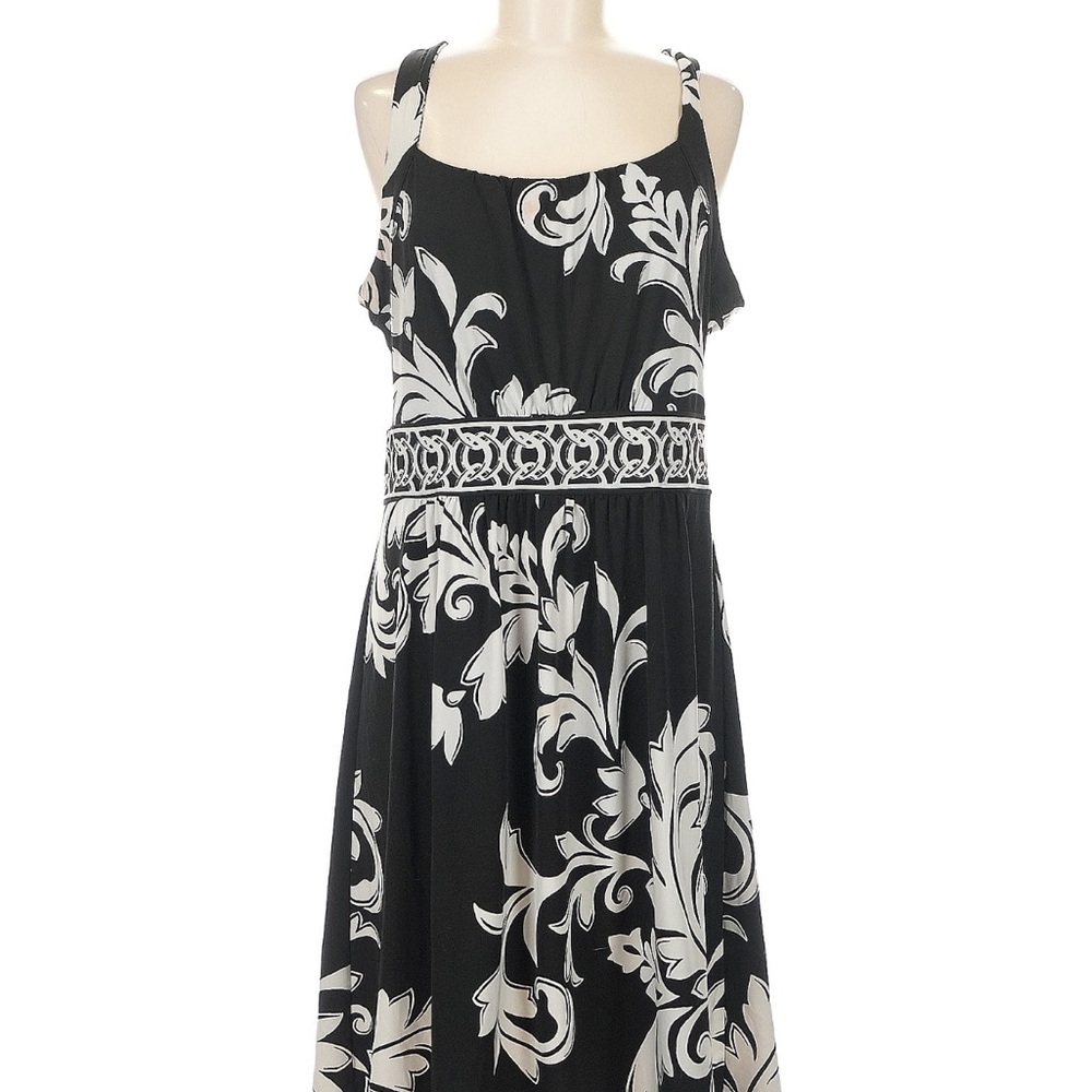 White House Black Market Black and White Midi Dress